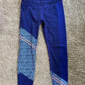 Athleta Blue Leggings with Geometric Design
